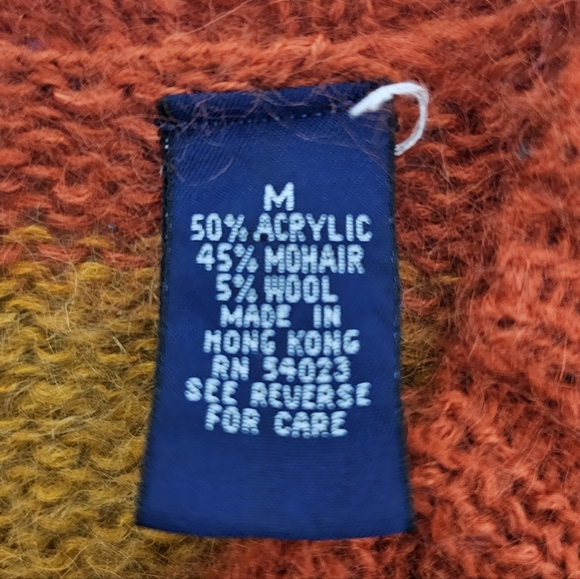 GAP Mohair Blend Striped Cropped Cardigan Sweater Colorblock Fuzzy Cozy - Picture 5 of 8